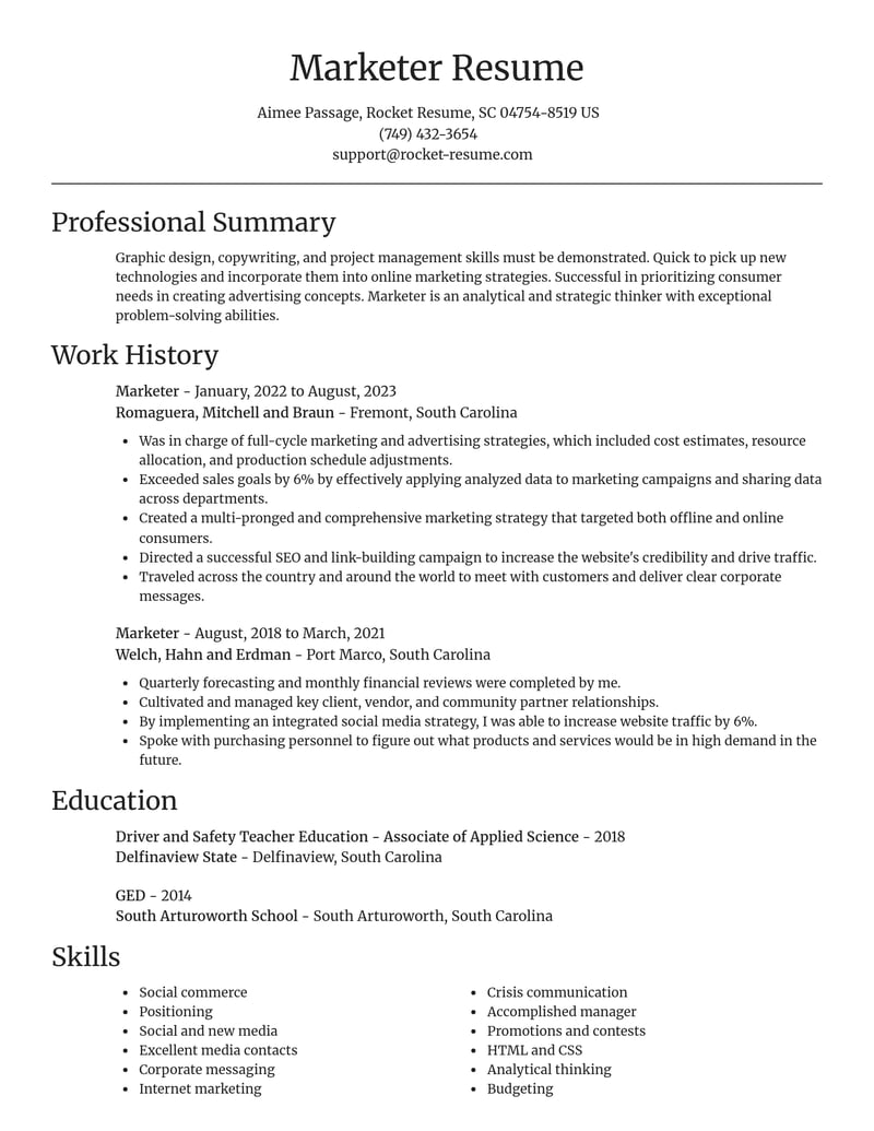 marketer marketing and communications resume focal point template 2 foc
