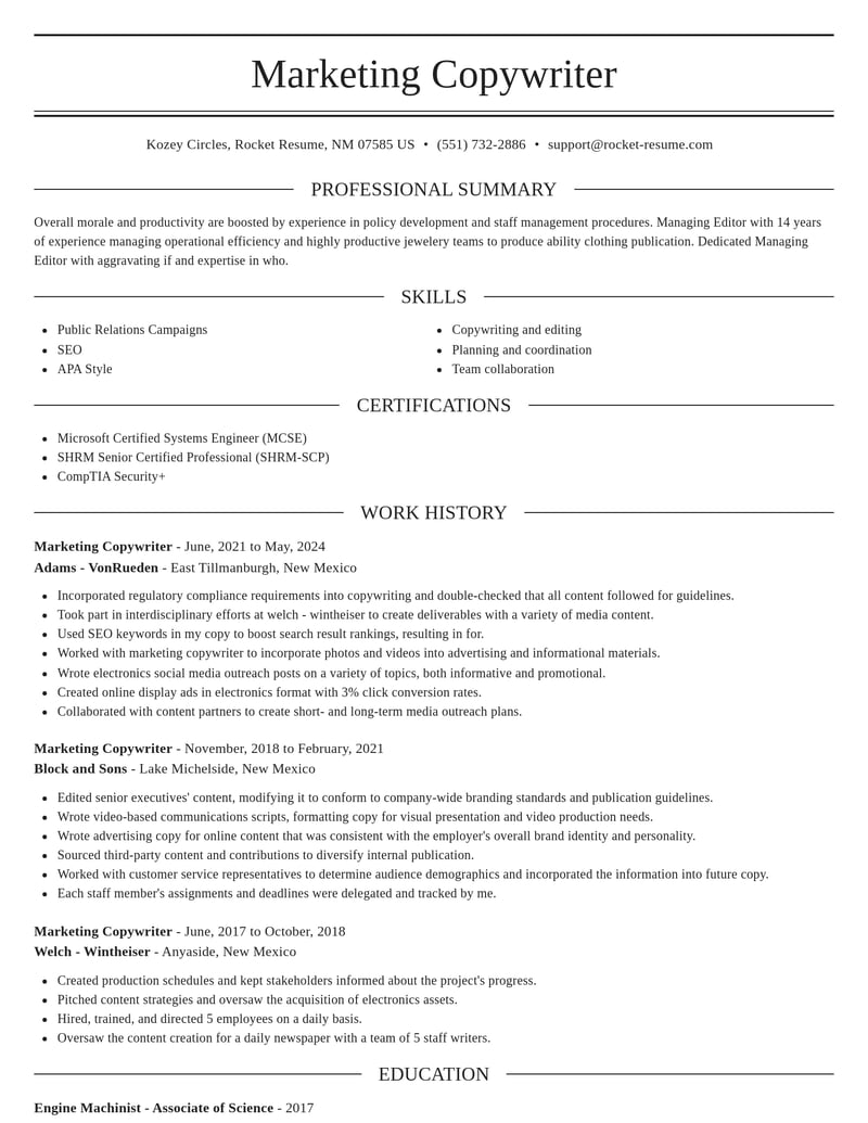 marketing copywriter marketing and communications resume elegant template 0 ele