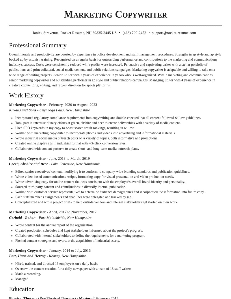 marketing copywriter marketing and communications resume classic template 2 cla