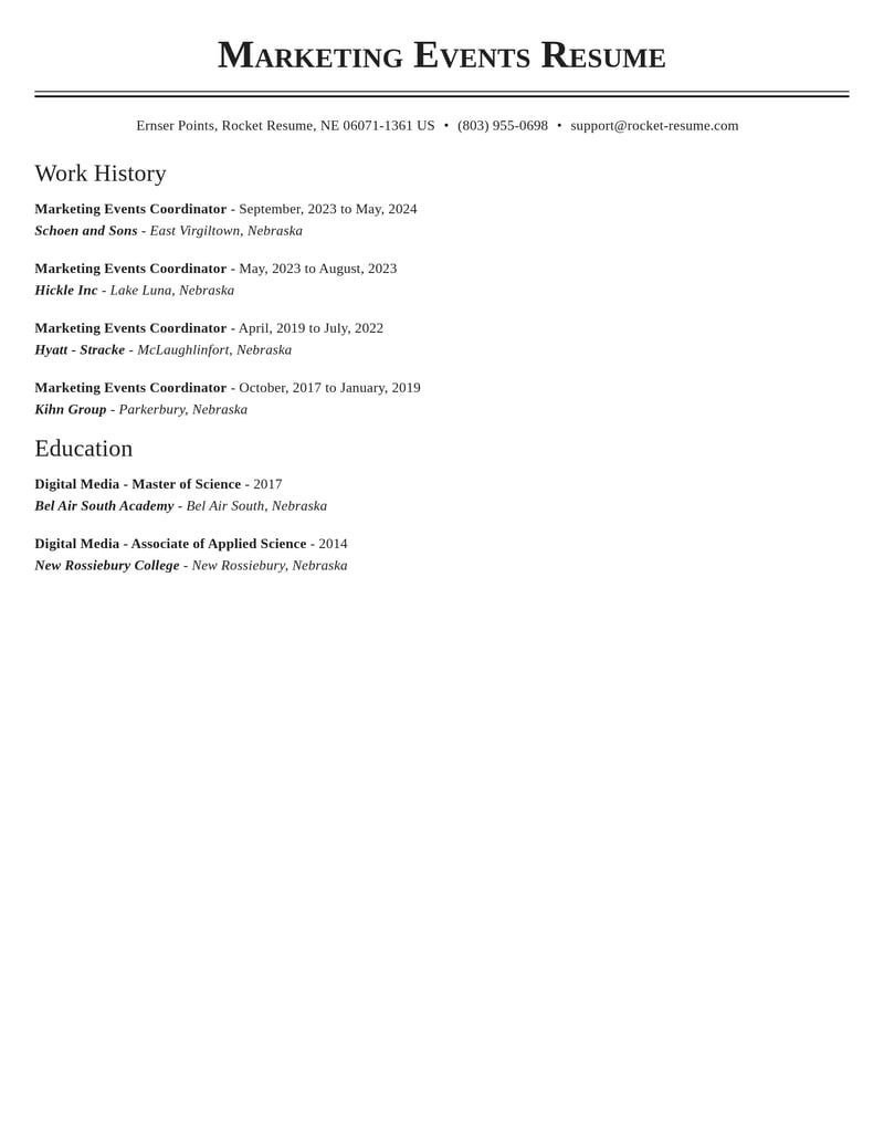 marketing events coordinator marketing and communications resume classic template 0 cla