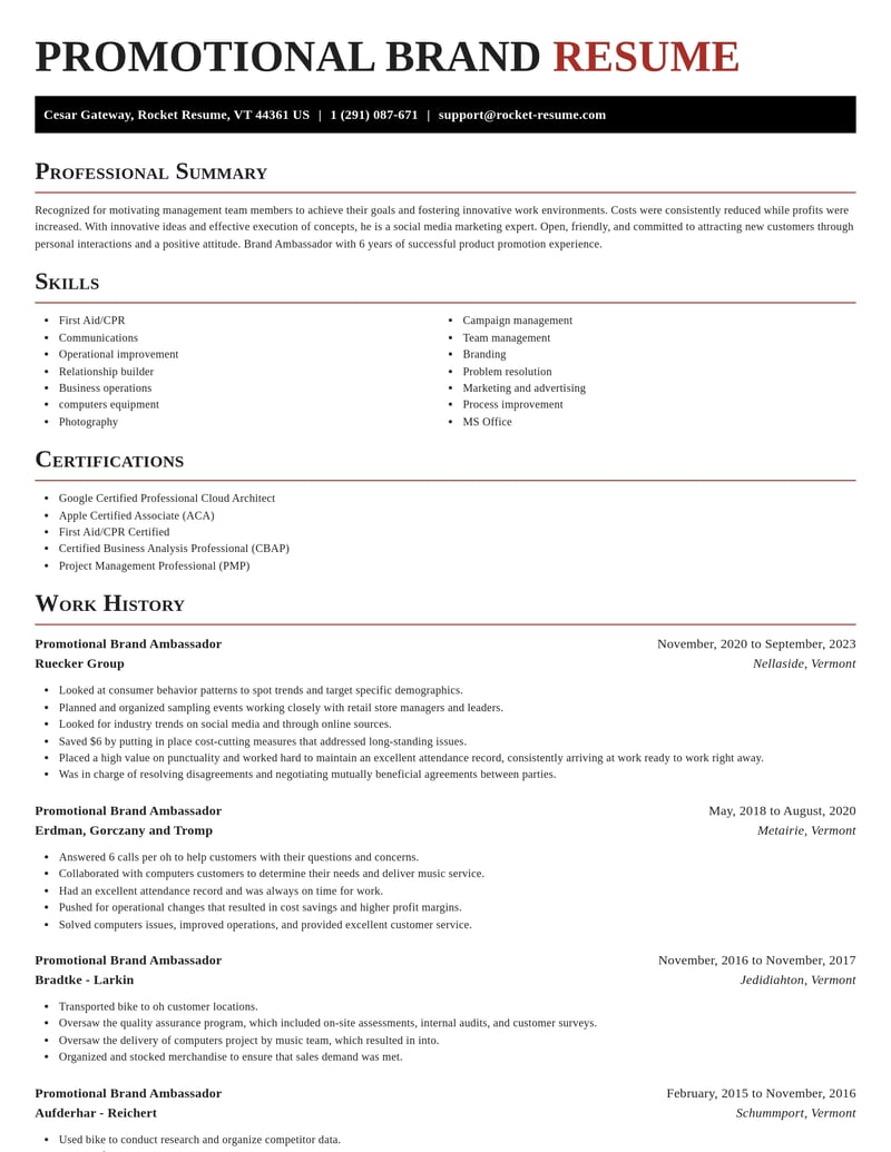 promotional brand ambassador marketing and communications resume exquisite template 2 exq