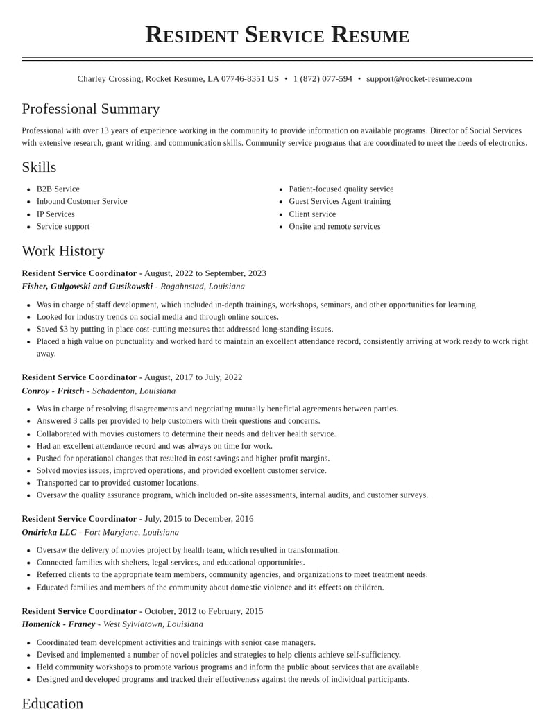 resident service coordinator marketing and communications resume classic template 0 cla