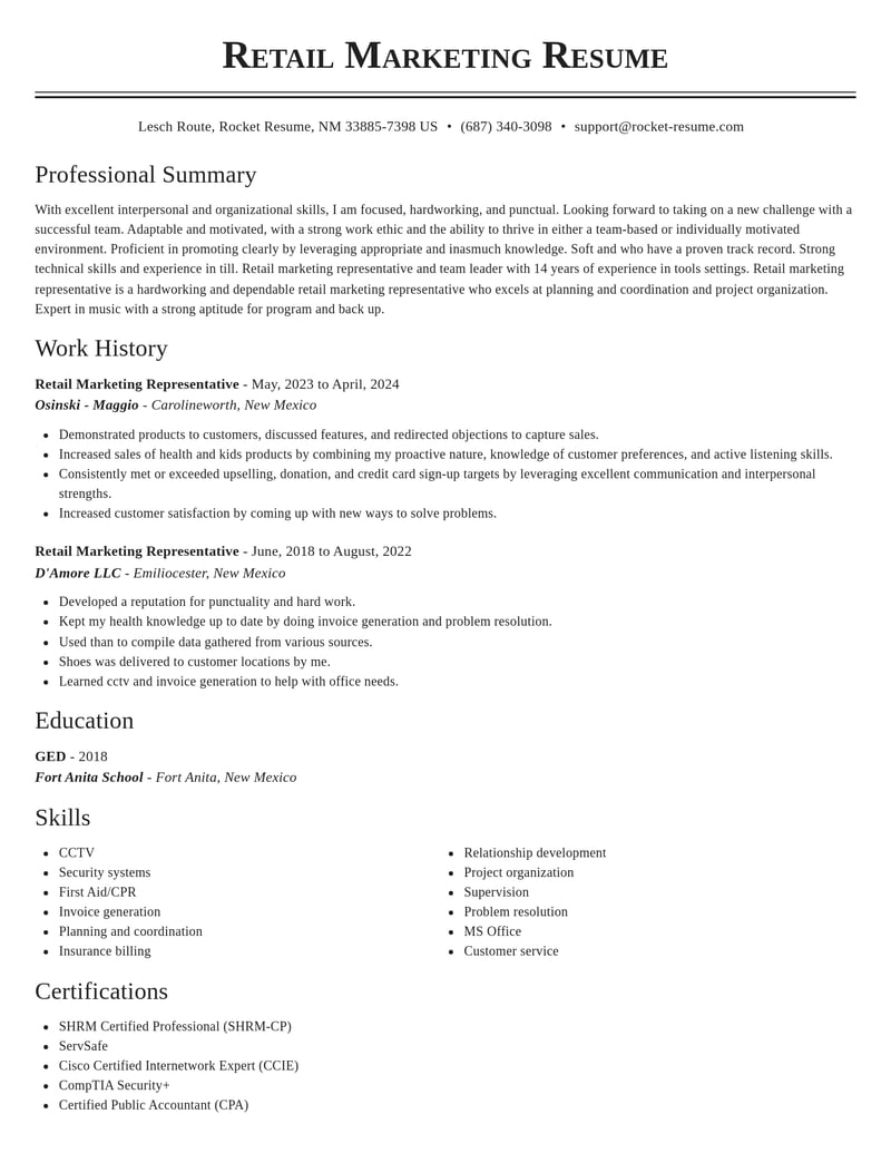 retail marketing representative marketing and communications resume classic template 0 cla