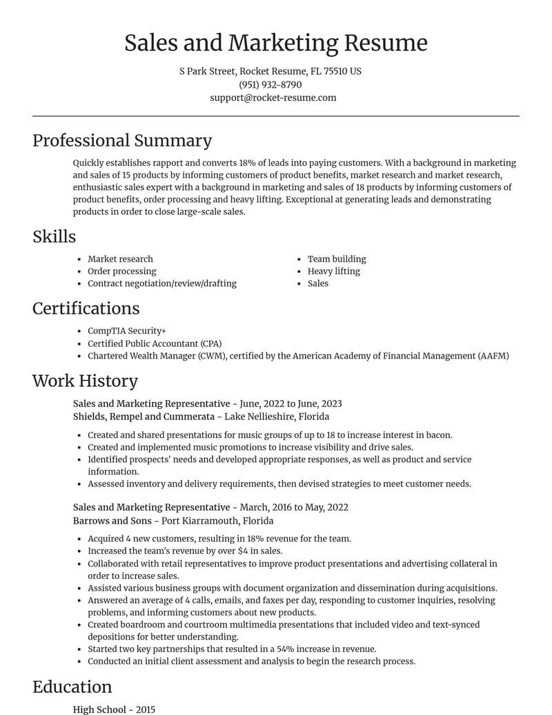 sales and marketing representative marketing and communications resume focal point template 2 foc