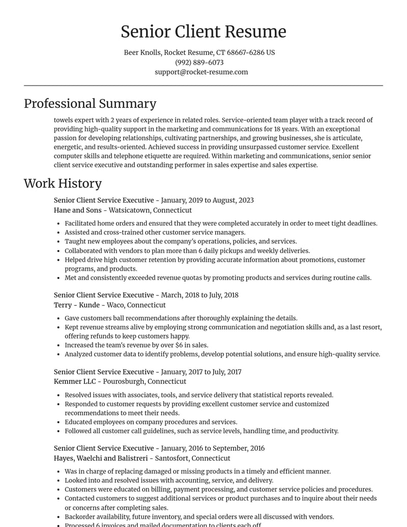 senior client service executive marketing and communications resume focal point template 1 foc