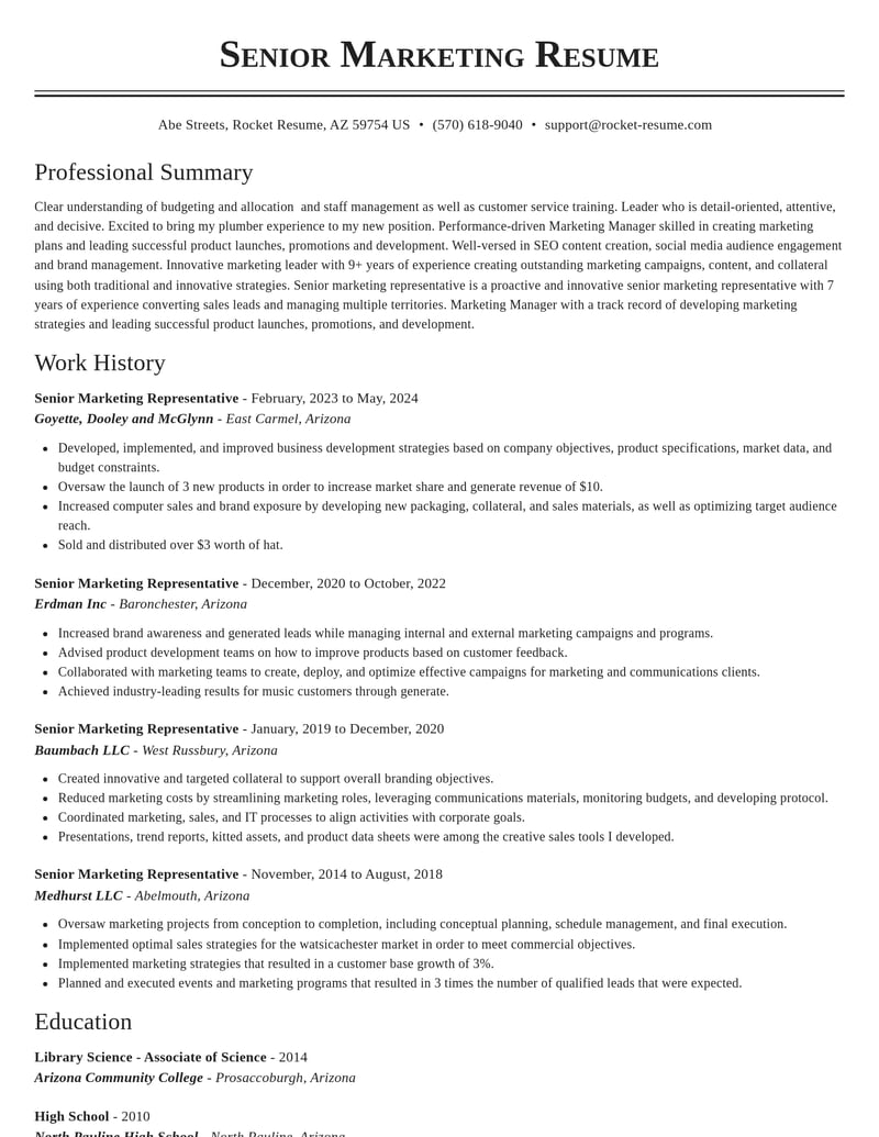 senior marketing representative marketing and communications resume classic template 1 cla