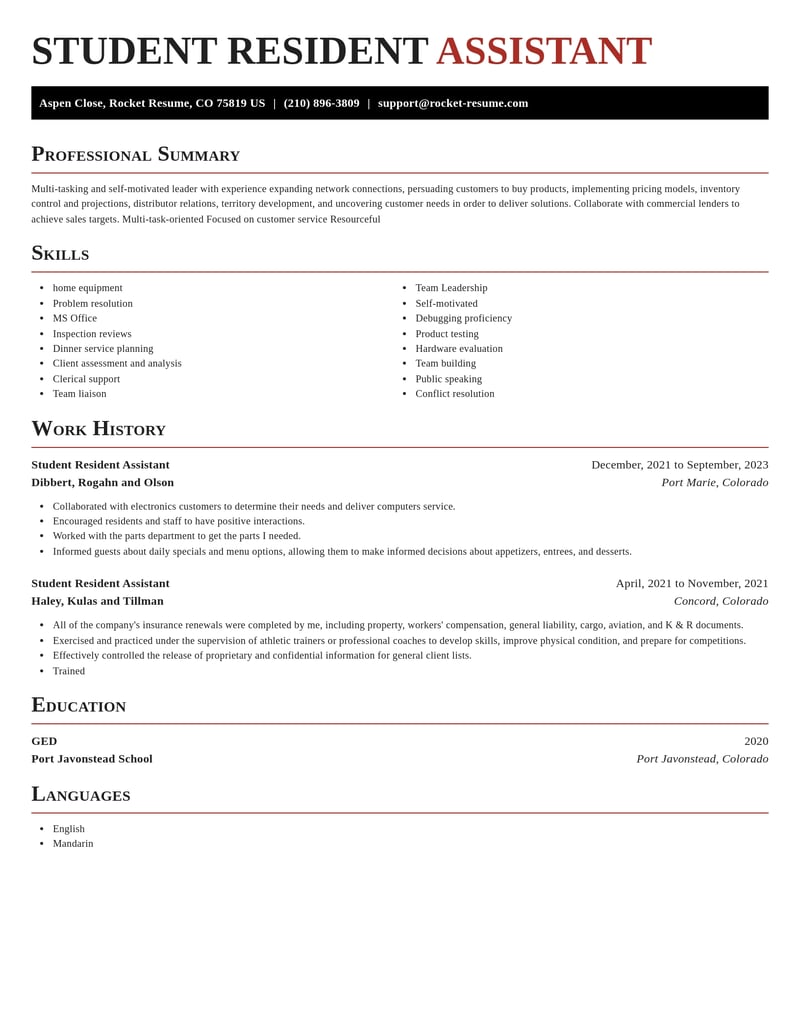 student resident assistant marketing and communications resume exquisite template 2 exq