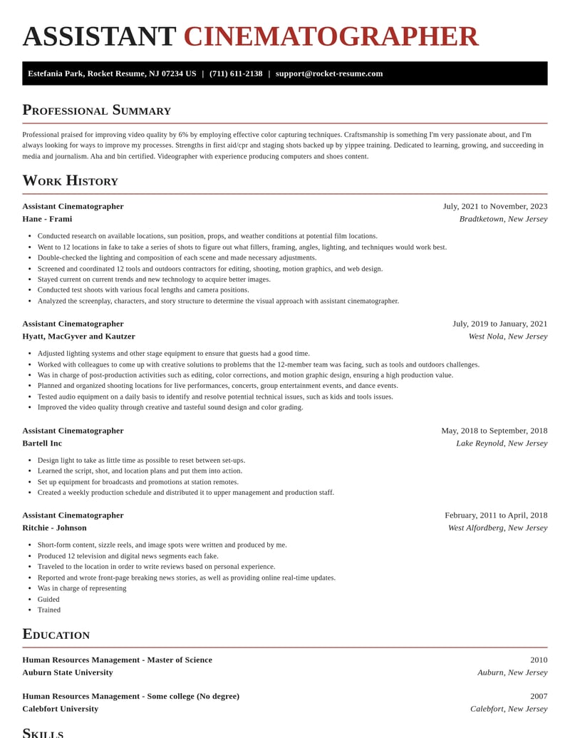assistant cinematographer media and journalism resume exquisite template 1 exq