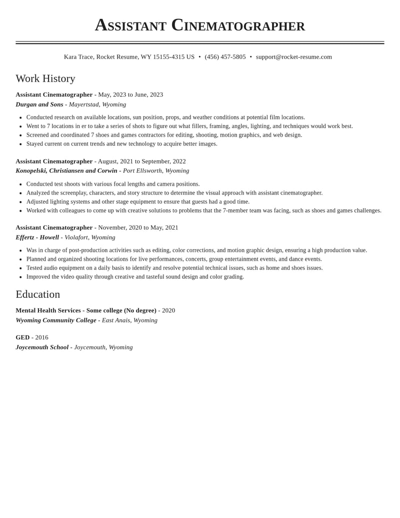 assistant cinematographer media and journalism resume classic template 2 cla