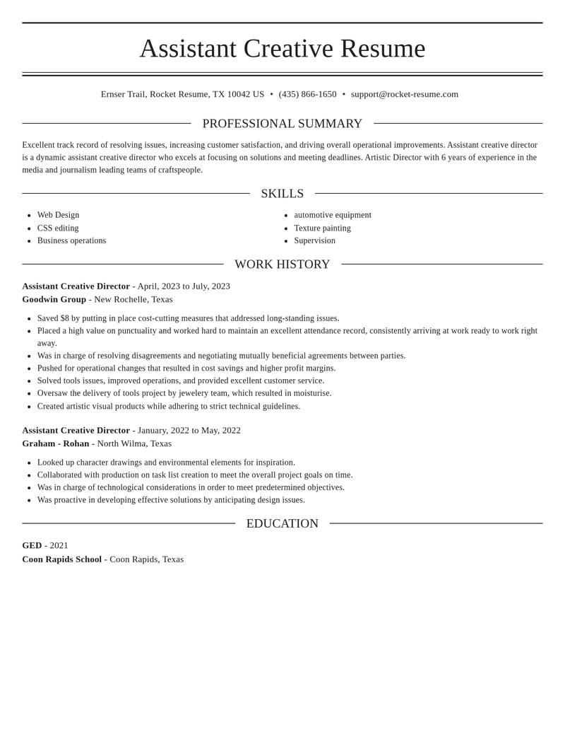 assistant creative director media and journalism resume elegant template 0 ele