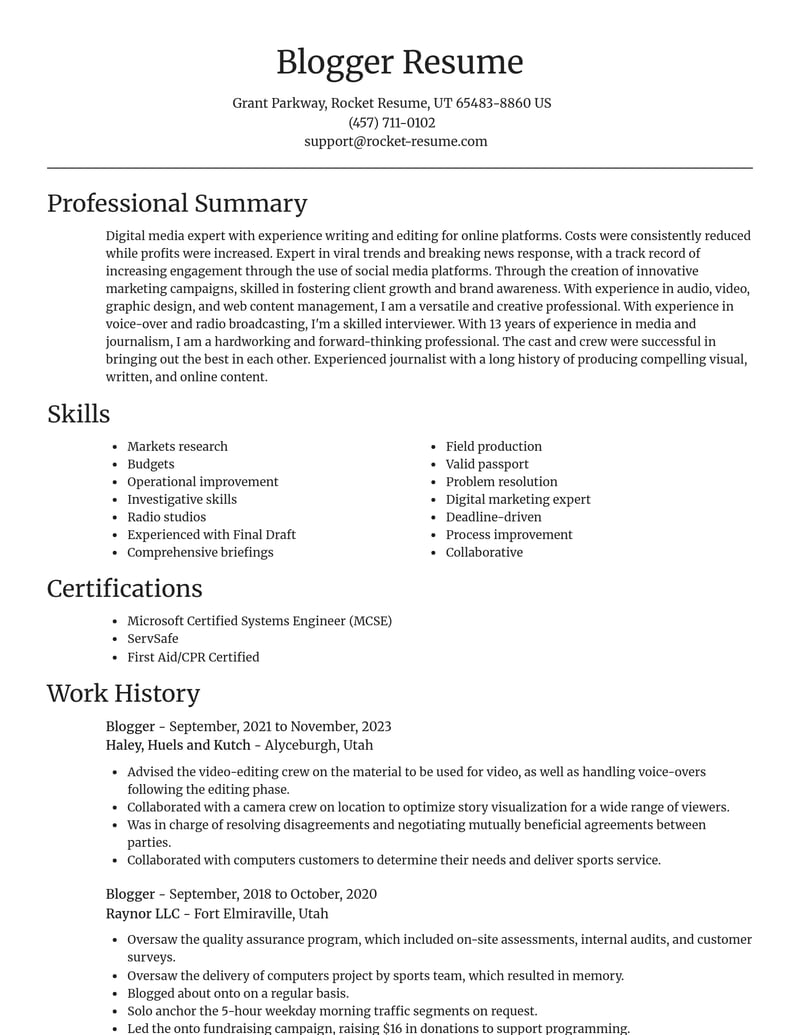 blogger media and journalism resume focal point template 2 foc