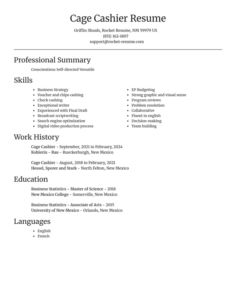 cage cashier media and journalism resume focal point template 2 foc