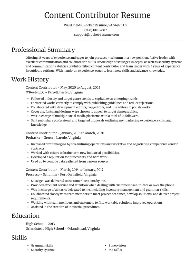 content contributor media and journalism resume focal point template 1 foc