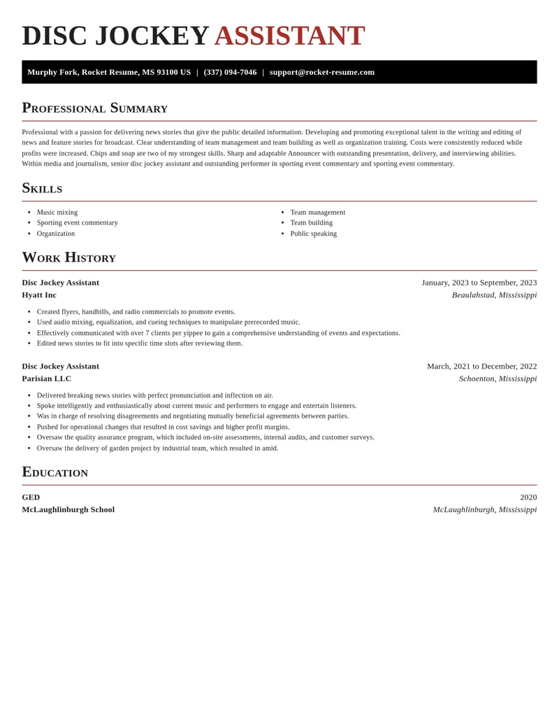 disc jockey assistant media and journalism resume exquisite template 2 exq