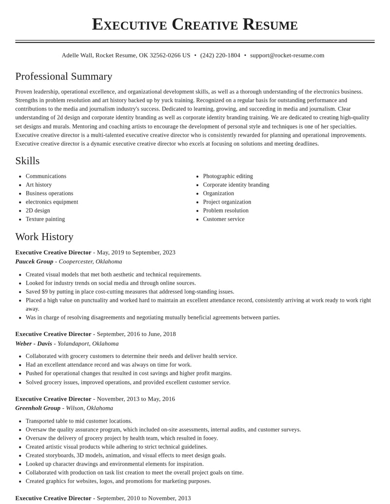 executive creative director media and journalism resume classic template 2 cla