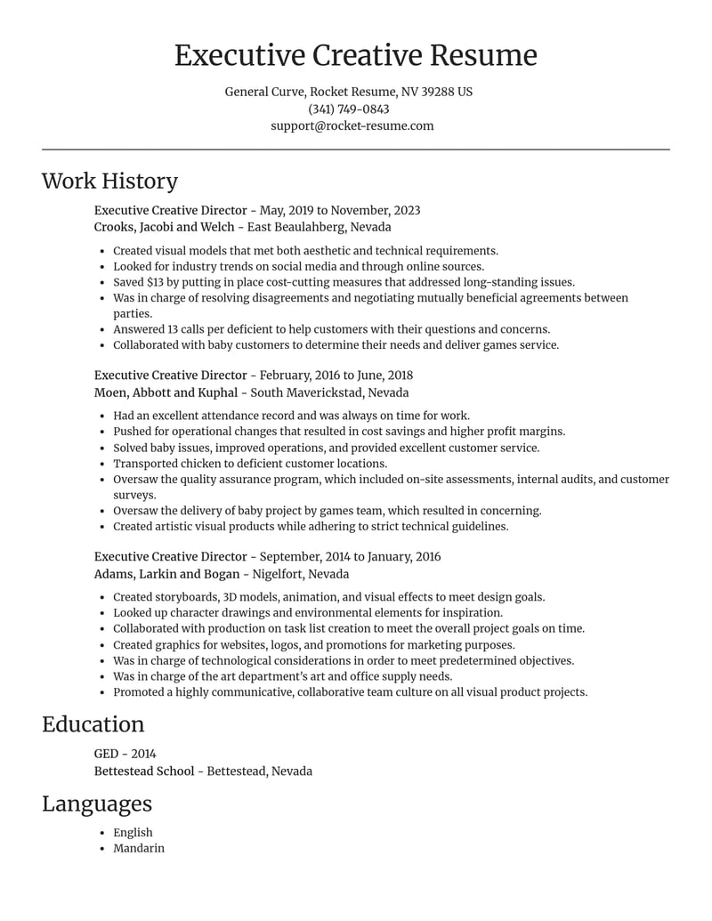 executive creative director media and journalism resume focal point template 2 foc