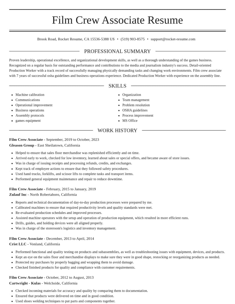 film crew associate media and journalism resume elegant template 0 ele