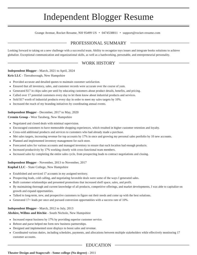 independent blogger media and journalism resume elegant template 1 ele