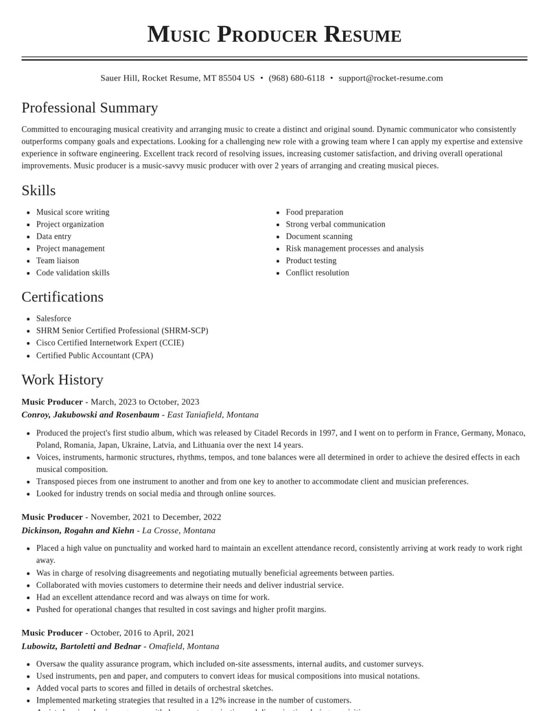 music producer media and journalism resume classic template 1 cla