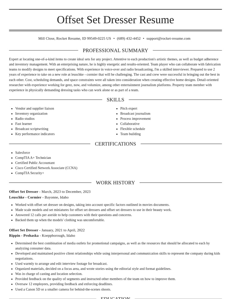 offset set dresser media and journalism resume elegant template 1 ele
