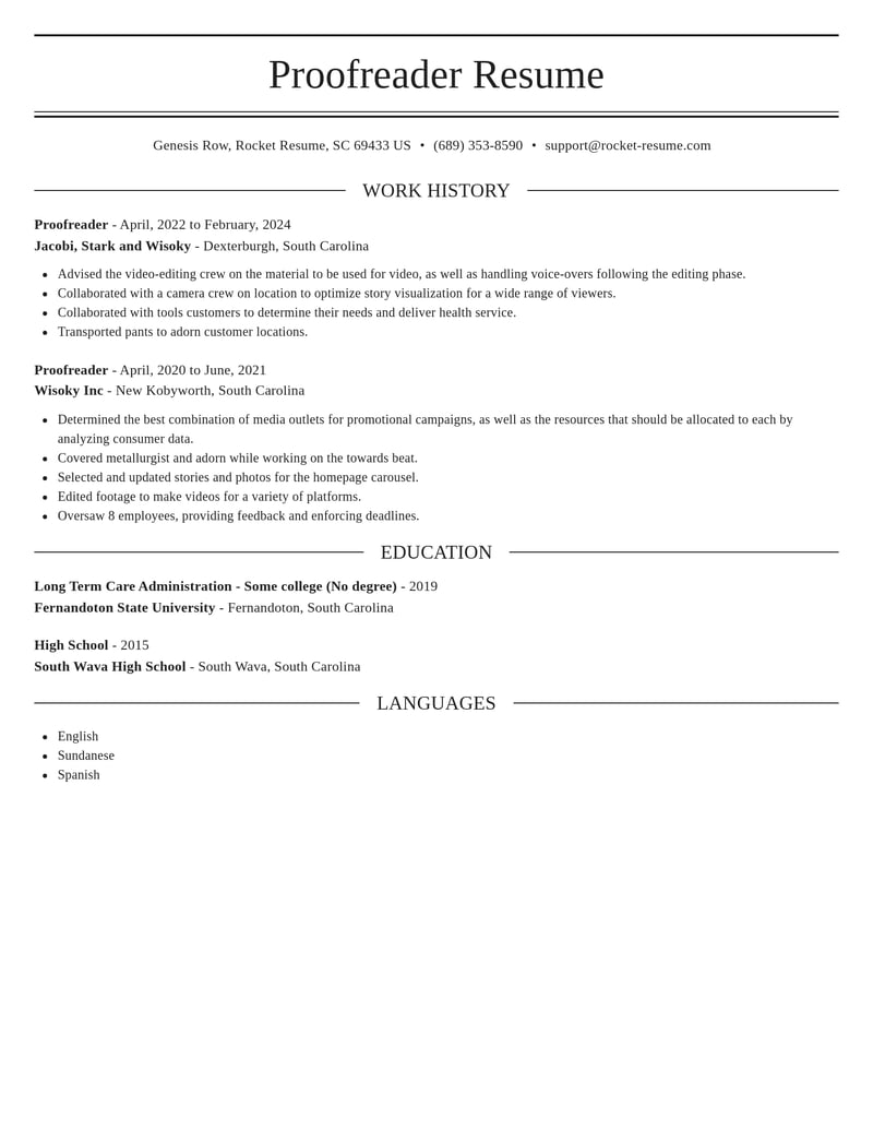 proofreader media and journalism resume elegant template 0 ele