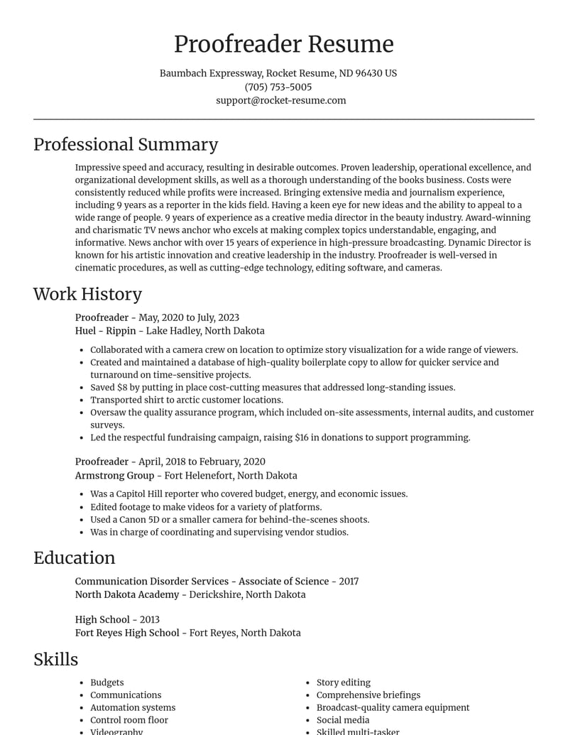 proofreader media and journalism resume focal point template 2 foc