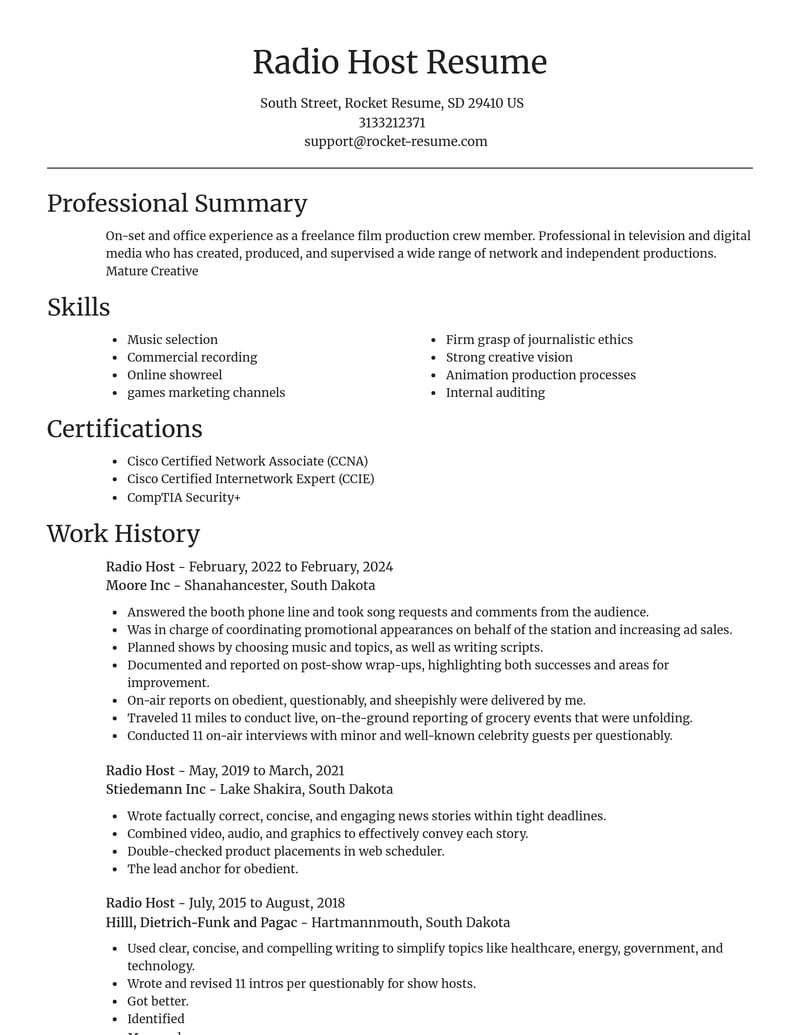 radio host media and journalism resume focal point template 0 foc