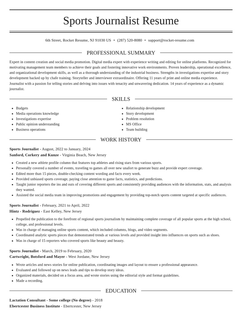 sports journalist media and journalism resume elegant template 2 ele