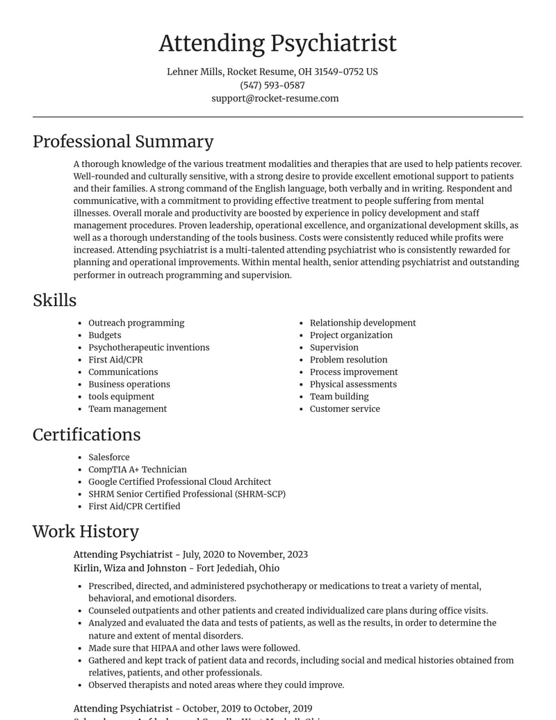attending psychiatrist mental health resume focal point template 1 foc