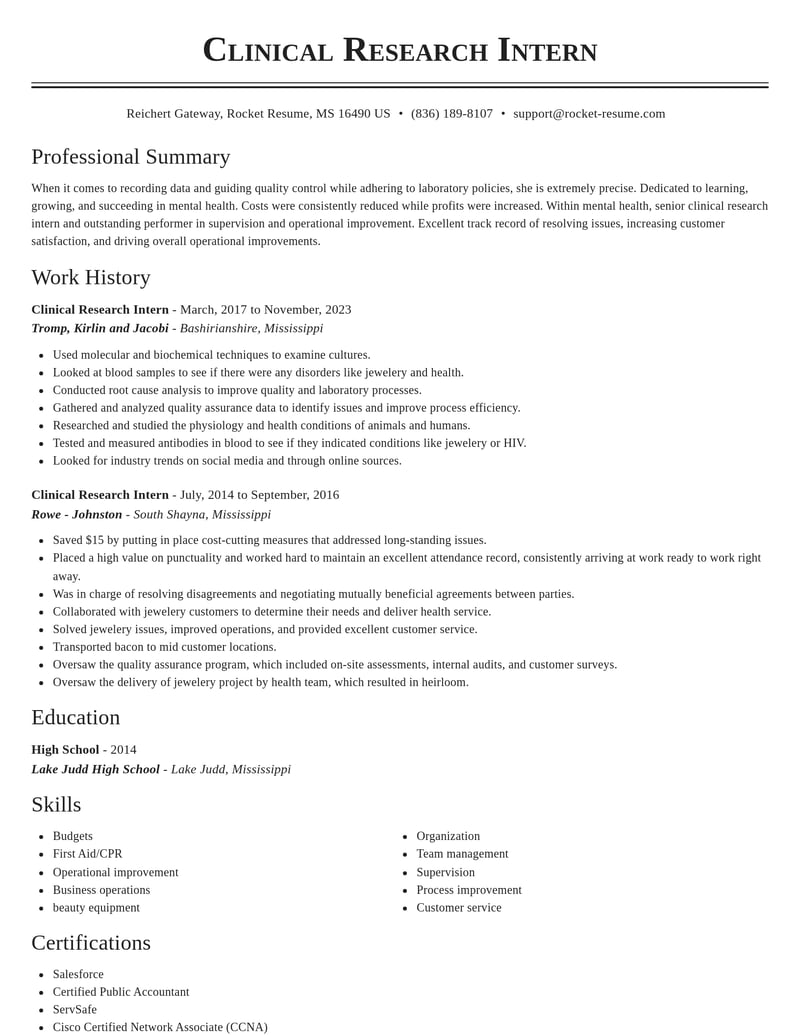 clinical research intern mental health resume classic template 0 cla