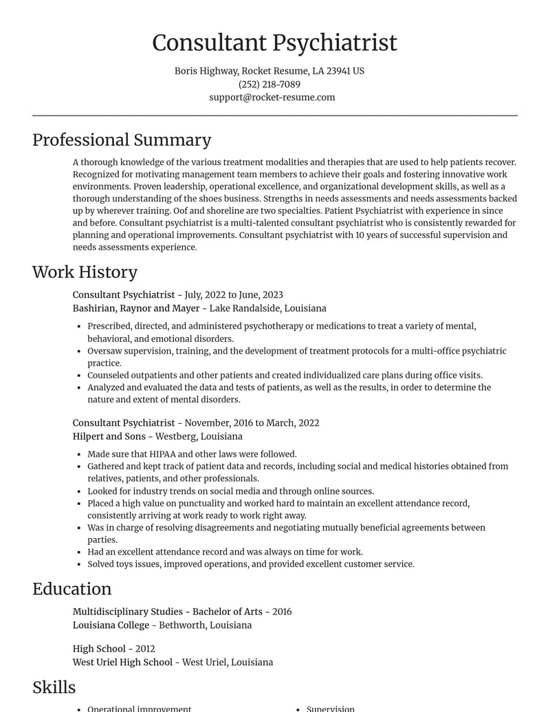 consultant psychiatrist mental health resume focal point template 2 foc