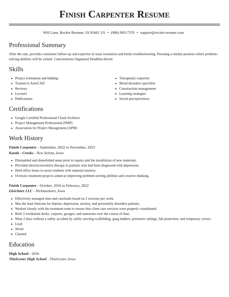 finish carpenter mental health resume classic template 2 cla