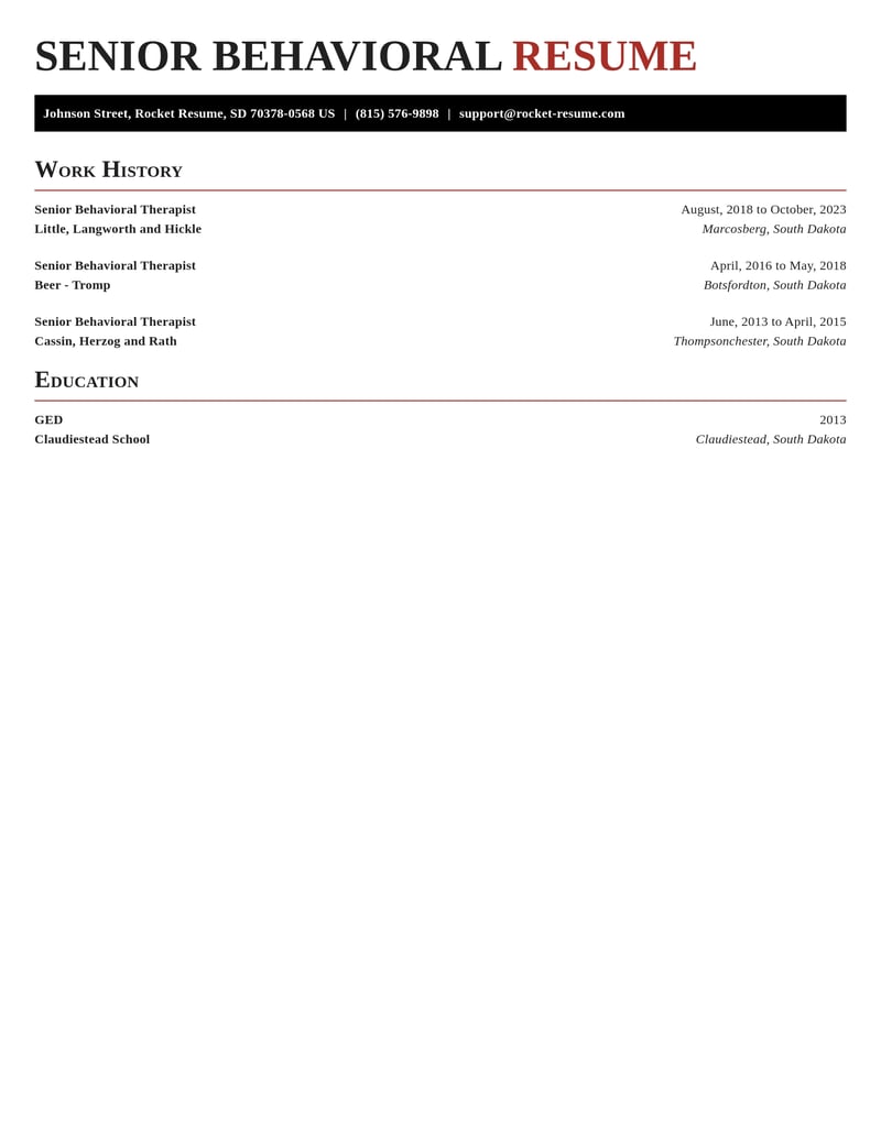 senior behavioral therapist mental health resume exquisite template 2 exq