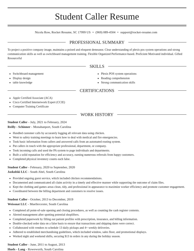 student caller mental health resume elegant template 1 ele