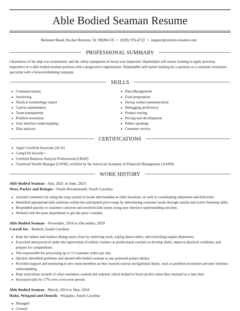 able bodied seaman military resume elegant template 2 ele