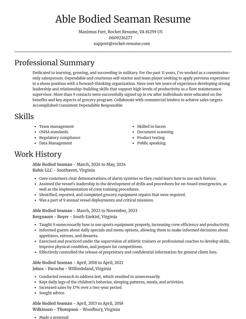 able bodied seaman military resume focal point template 2 foc