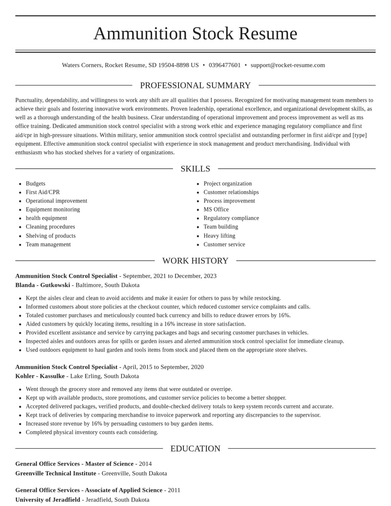 ammunition stock control specialist military resume elegant template 0 ele