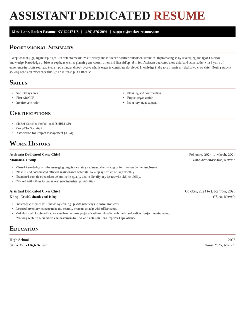 assistant dedicated crew chief military resume exquisite template 0 exq