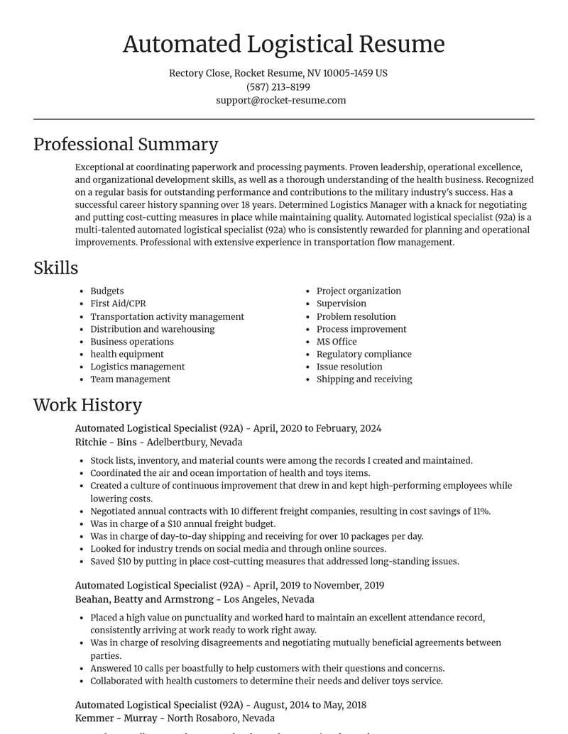 automated logistical specialist 92 a military resume focal point template 1 foc