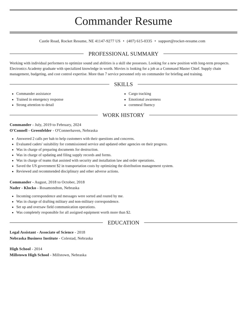 commander military resume elegant template 2 ele