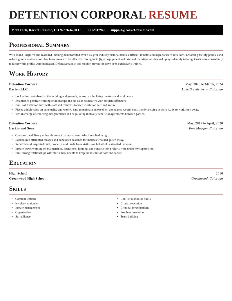 detention corporal military resume exquisite template 2 exq