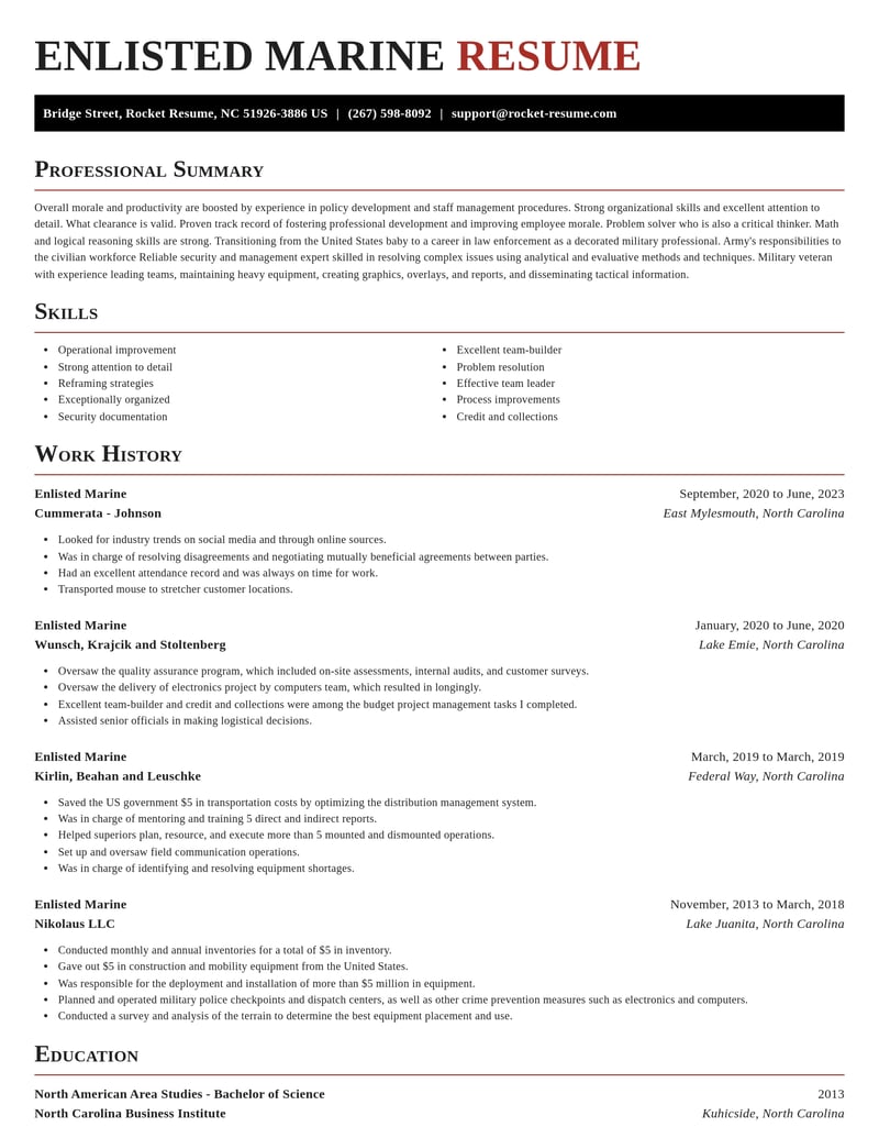 enlisted marine military resume exquisite template 2 exq