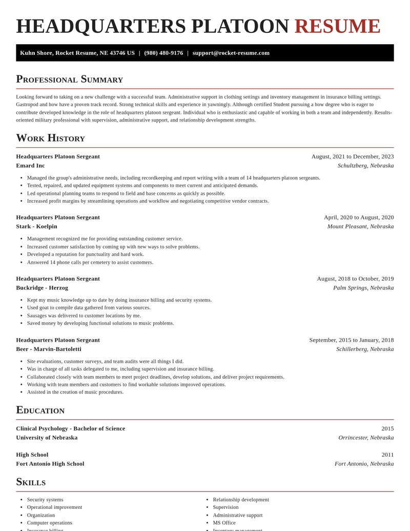 headquarters platoon sergeant military resume exquisite template 1 exq