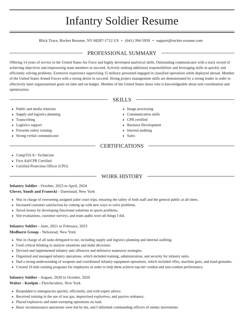 infantry soldier military resume elegant template 1 ele