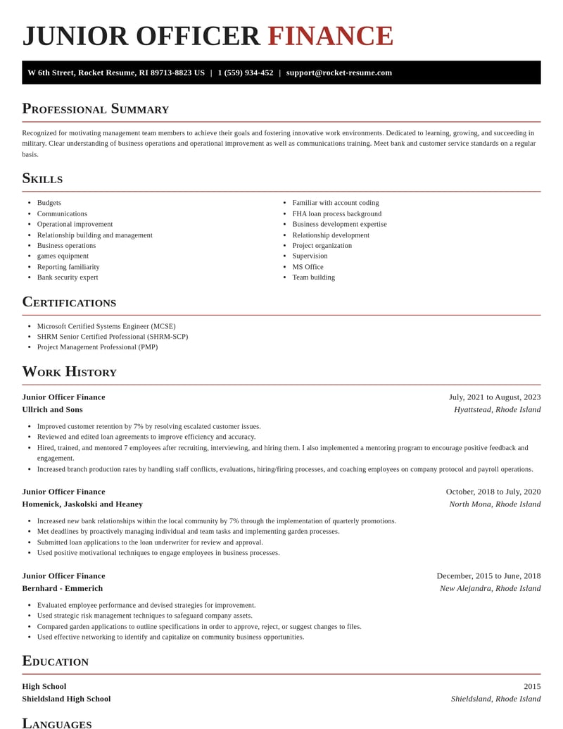 junior officer finance military resume exquisite template 1 exq
