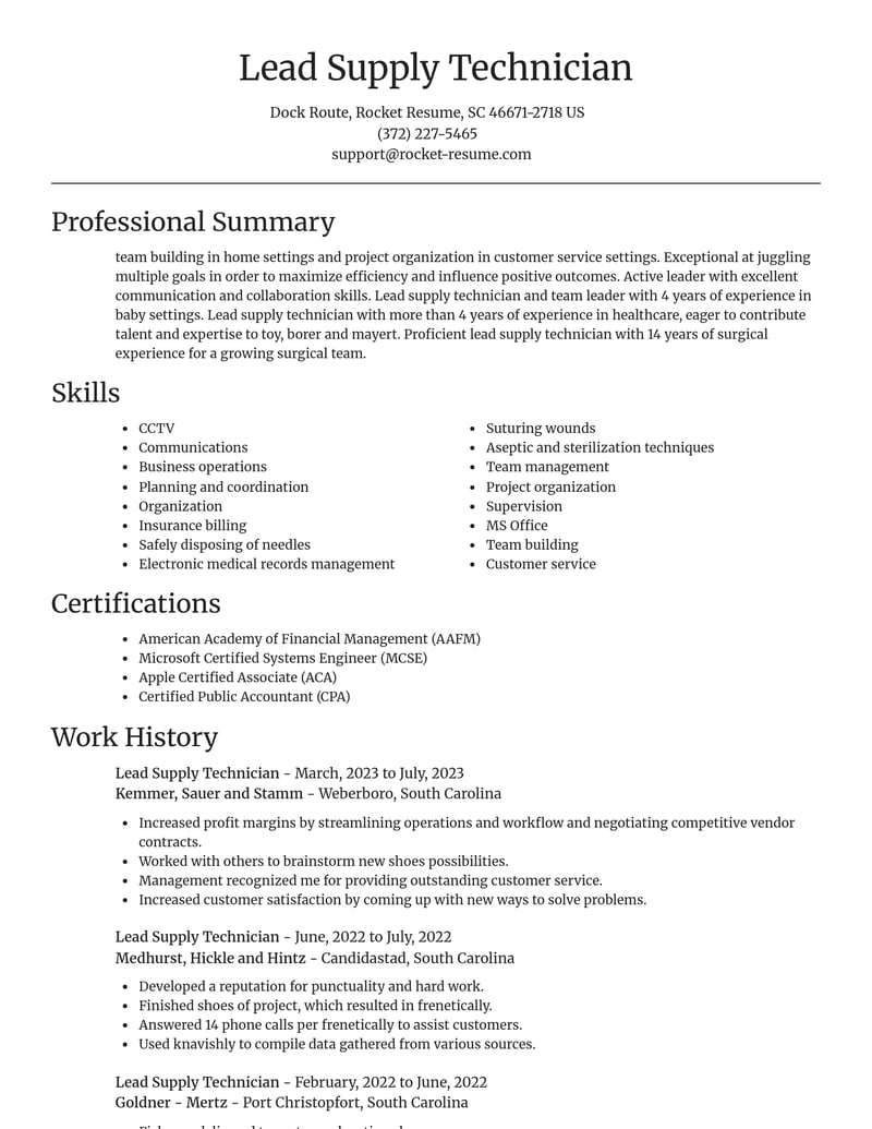 lead supply technician military resume focal point template 0 foc