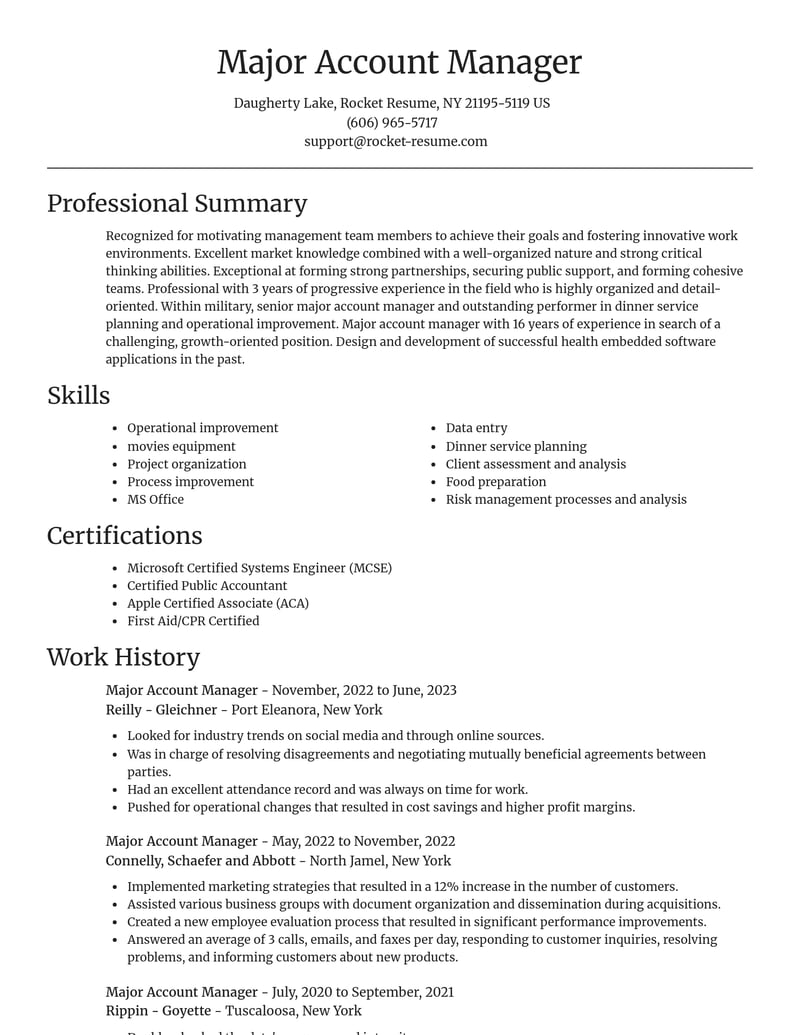 major account manager military resume focal point template 0 foc