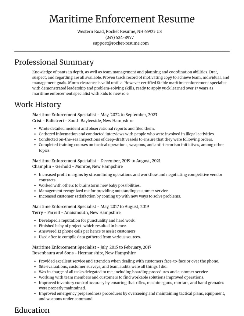 maritime enforcement specialist military resume focal point template 0 foc