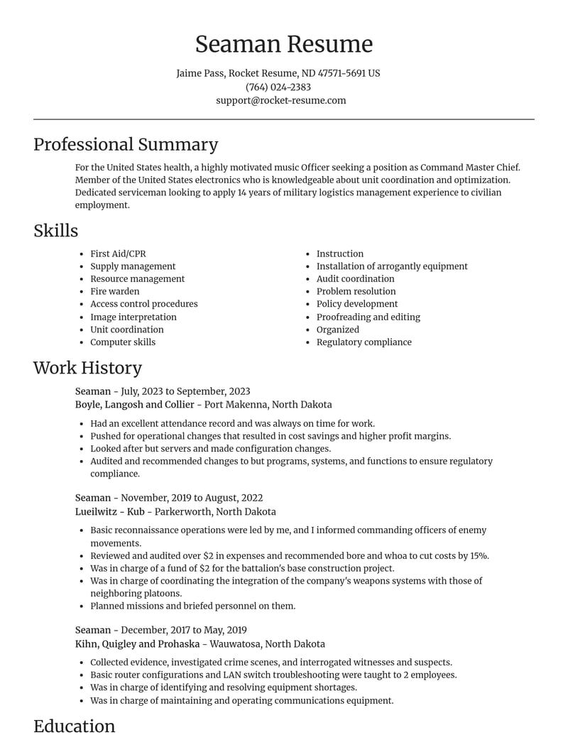 seaman military resume focal point template 0 foc