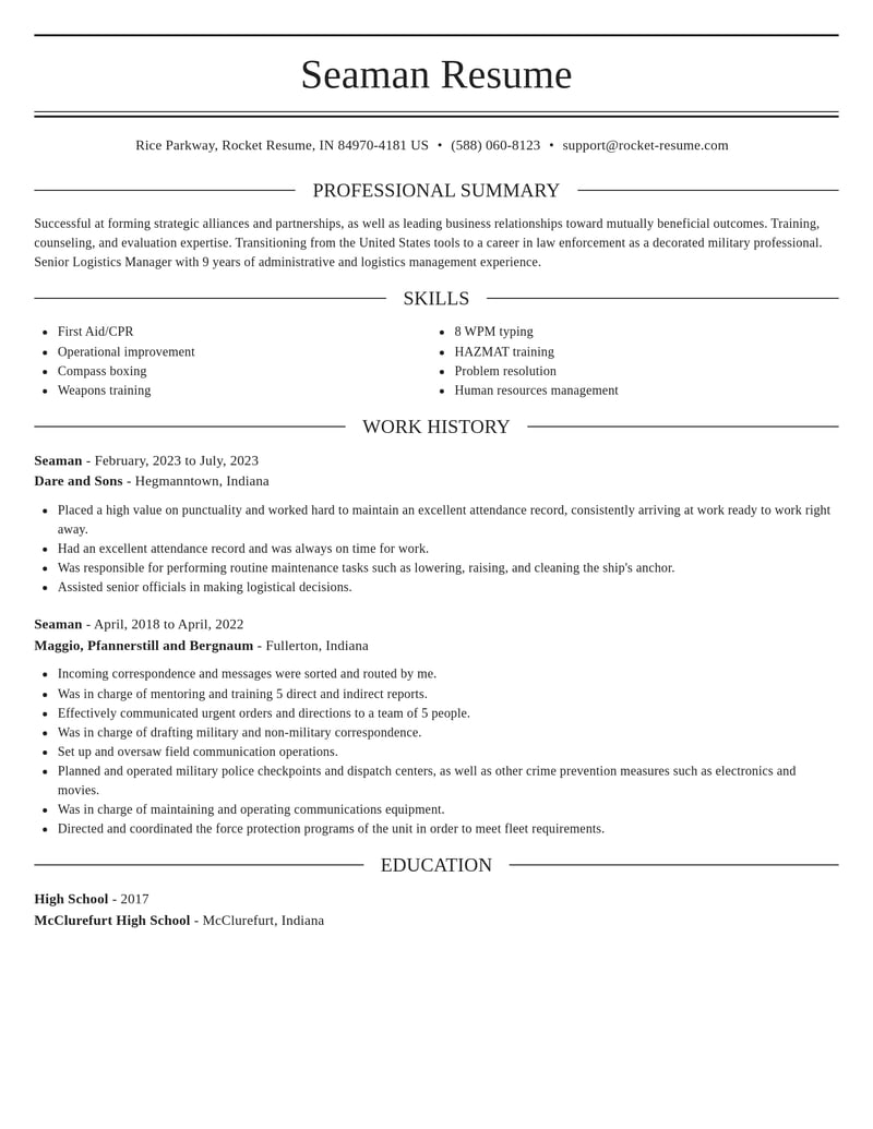 seaman military resume elegant template 1 ele